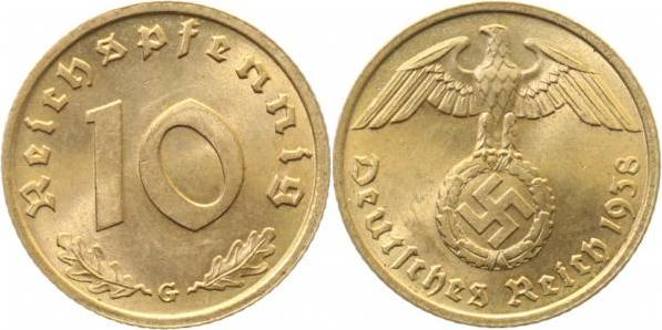 36438G~1.1 10 Pfennig  1938G prfr/stgl J 364  