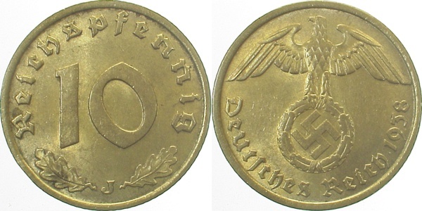 36438J~2.5 10 Pfennig  1938J ss/vz J 364  