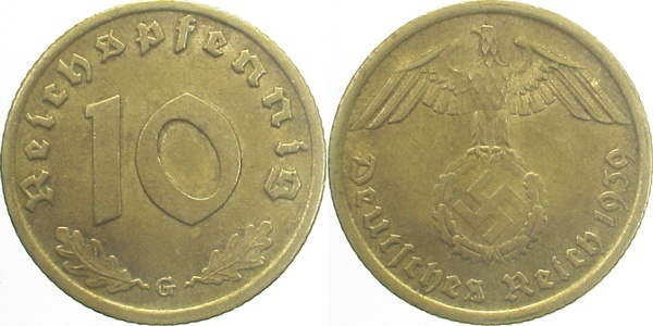 36439G~2.5 10 Pfennig  1939G ss/vz J 364  