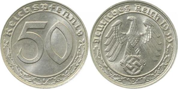 36539D~1.2 50 Pfennig  1939D prfr J 365  