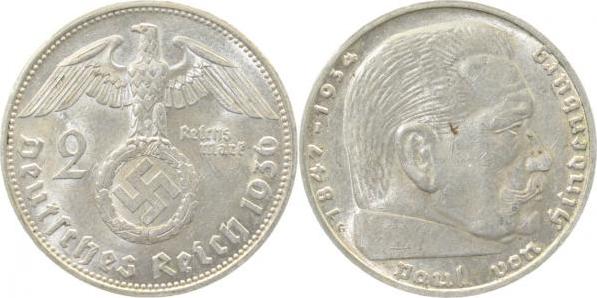 36636G~2.0 2 Reichsmark  Hindenburg 1936G vz!! J 366  