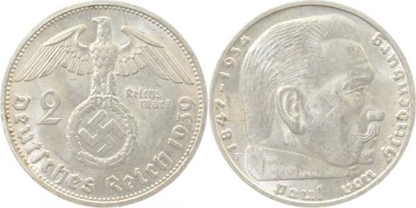 36639F~1.5 2 Reichsmark  Hindenburg 1939F vz/st J 366  