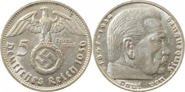 36736D~2.0 5 Reichsmark  Hindenburg 1936D vz J 367  