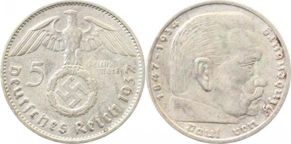 36737E~2.0 5 Reichsmark  Hindenburg 1937E vz J 367  