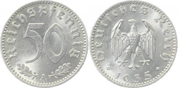 36835A~1.5P 50 Pfennig  1935A f.prfr Jahreszahl deutlich doppelt !! J 368  
