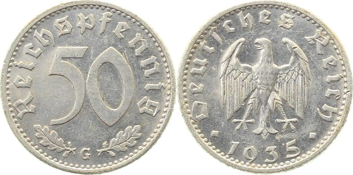 36835G~1.8a 50 Pfennig  1935G vz+ Erstabschlag (EA)! !! J 368  