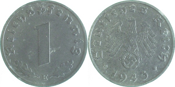 36943E~2.0 1 Pfennig  1943E vz J 369  