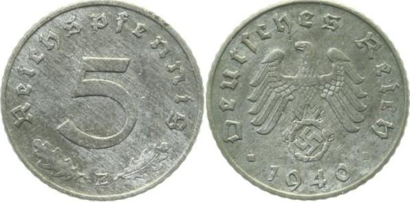 37040E~1.8 5 Pfennig  1940E vz+ J 370  