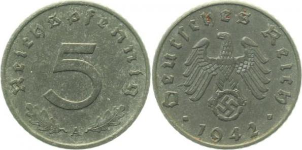 37042A~1.5 5 Pfennig  1942A f.prfr J 370  