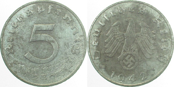 37042E~3.0 5 Pfennig  1942E ss J 370  
