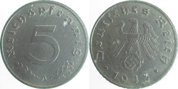 37043A~1.8 5 Pfennig  1943A vz+ J 370  