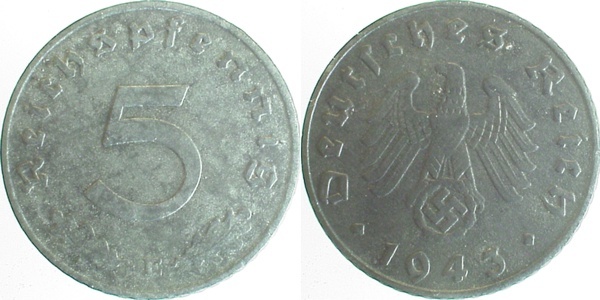 37043E~2.2 5 Pfennig  1943E vz- J 370  