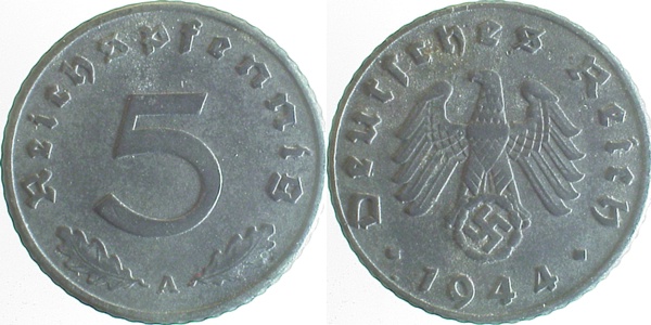 37044A~2.0 5 Pfennig  1944A vz J 370  