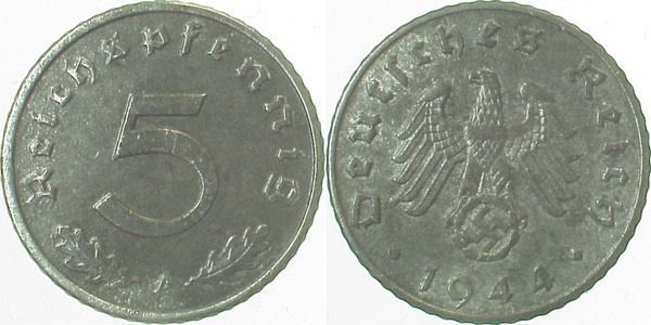 37044A~2.5 5 Pfennig  1944A ss/vz J 370  