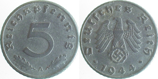 37044A~2.0 5 Pfennig  1944A vz J 370  