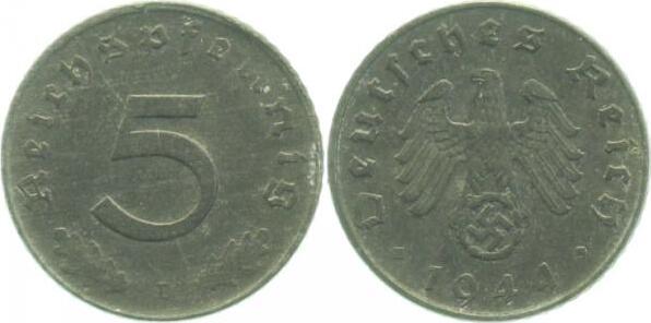 37044D~1.5 5 Pfennig  1944D vz/st J 370  