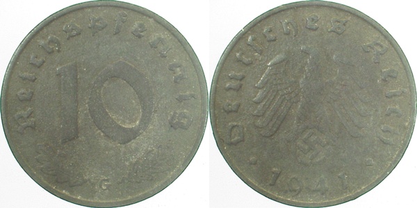 37141G~2.5 10 Pfennig  1941G ss/vz J 371  