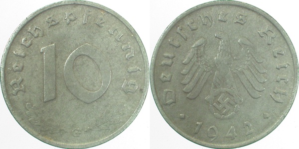 37142G~2.5 10 Pfennig  1942G ss/vz J 371  