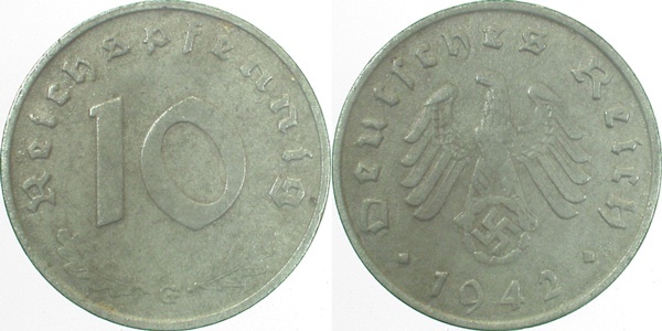 37142G~2.5 10 Pfennig  1942G ss/vz J 371  