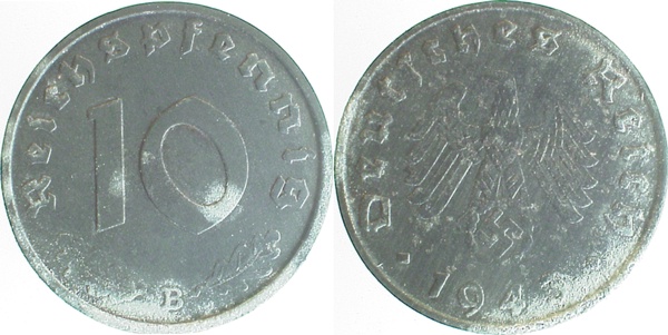 37143B~3.0 10 Pfennig  1943B ss J 371  