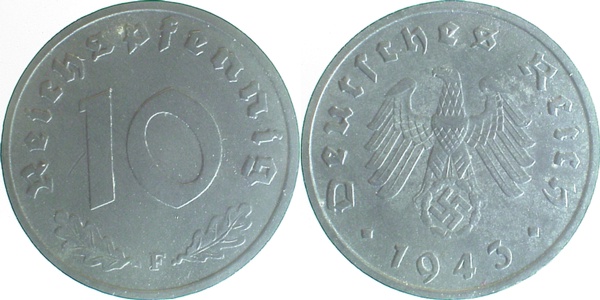 37143F~2.5 10 Pfennig  1943F ss/vz J 371  