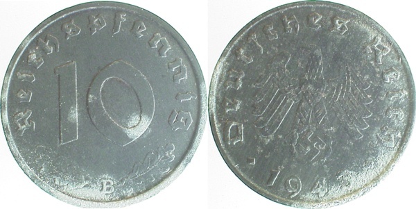 37143B~3.0 10 Pfennig  1943B ss J 371  