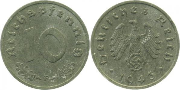 37143F~1.2 10 Pfennig  1943F prfr J 371  