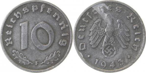 37143F~2.0 10 Pfennig  1943F vz J 371  