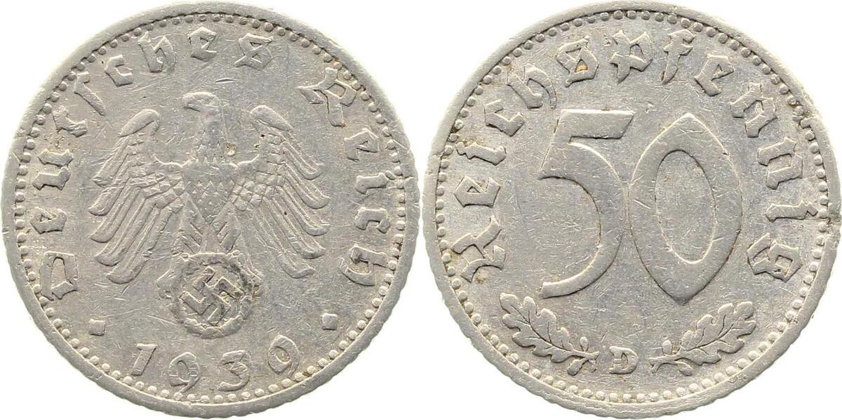 37239D~3.5 50 Pfennig  1939D s/ss J 372  
