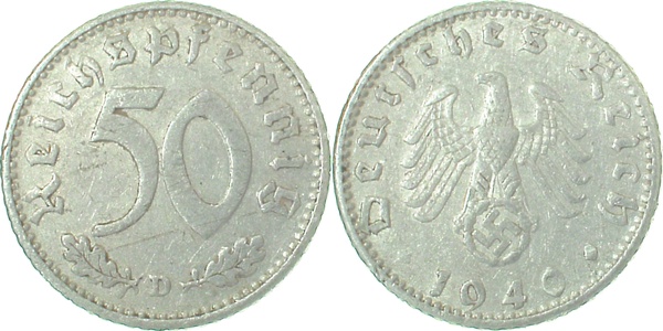37240D~3.0 50 Pfennig  1940D ss- J 372  