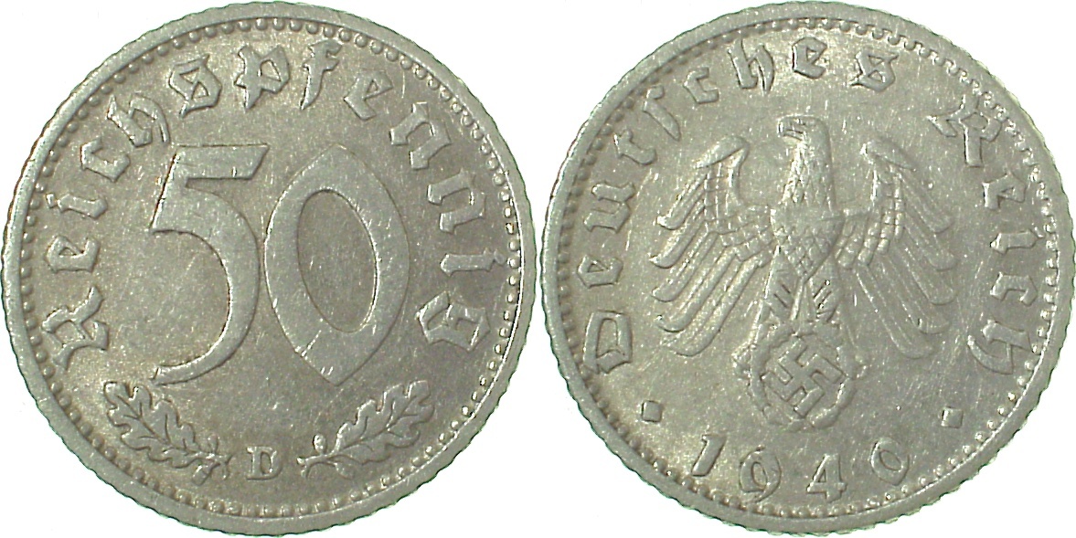 37240D~2.5 50 Pfennig  1940D ss/vz J 372  