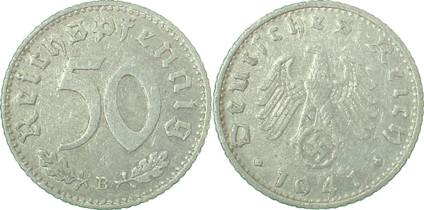 37241B~2.5 50 Pfennig  1941B ss/vz J 372  