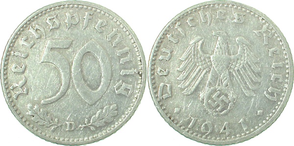 37241D~2.8 50 Pfennig  1941D ss+ J 372  
