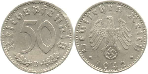 37242D~2.5 50 Pfennig  1942D ss/vz J 372  