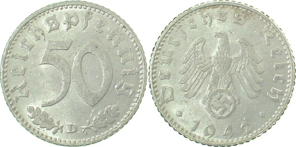 37242D~2.0 50 Pfennig  1942D vz J 372  