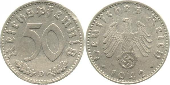 37242D~2.5 50 Pfennig  1942D ss/vz J 372  