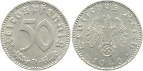 37243D~1.5 50 Pfennig  1943D f.prfr J 372  