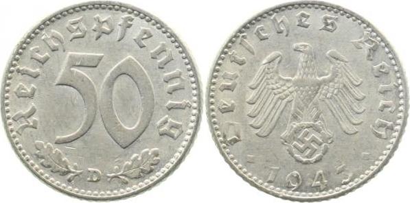 37243D~2.0 50 Pfennig  1943D vz J 372  