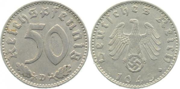 37243D~2.5 50 Pfennig  1943D ss/vz J 372  