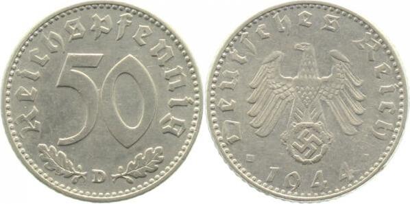 37244D~2.5 50 Pfennig  1944D ss/vz J 372  