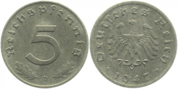 37447D~2.0 5 Pfennig  1947D All. Besatzung vz J 374  