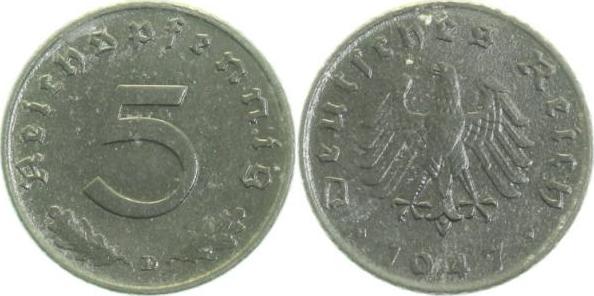 37447D~1.1 5 Pfennig  1947D prfr/stgl J 374  