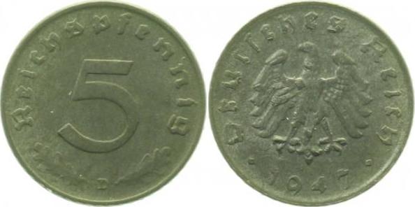 37447D~2.0 5 Pfennig  1947D All. Besatzung vz J 374  