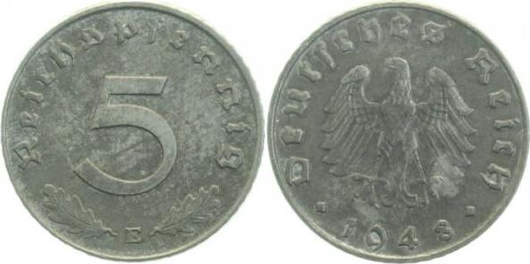 37448E~2.0 5 Pfennig  1948E vz All.Besatzung J 374  