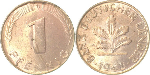 37648G~1.5 1 Pfennig  1948G f.bfr J 376  