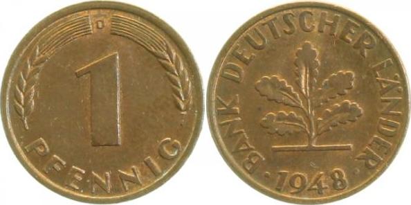 37648D~2.0 1 Pfennig  1948D vz J 376  