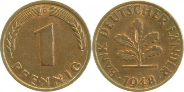 37648D~2.0 1 Pfennig  1948D vz J 376  