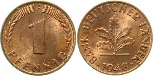 37648F~0.9 1 Pfennig  1948F stgl.fein !!! J 376  