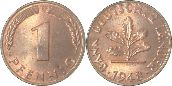 37648F~1.0 1 Pfennig  1948F stgl J 376  