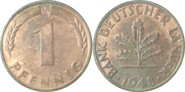 37648G~1.8 1 Pfennig  1948G vz+ J 376  